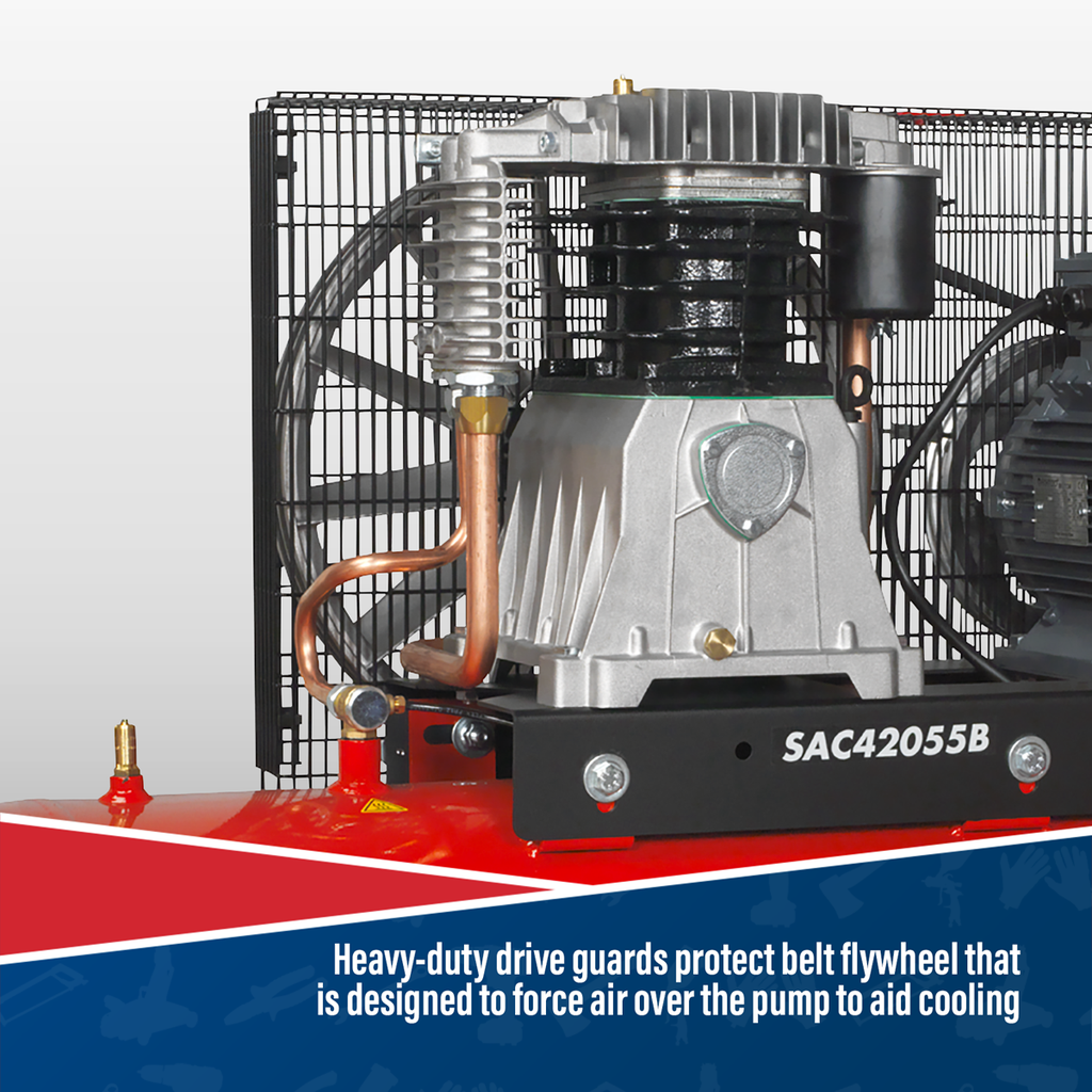200L Belt Drive Air Compressor with Cast Cylinders 5.5hp 2-Stage SAC42055B