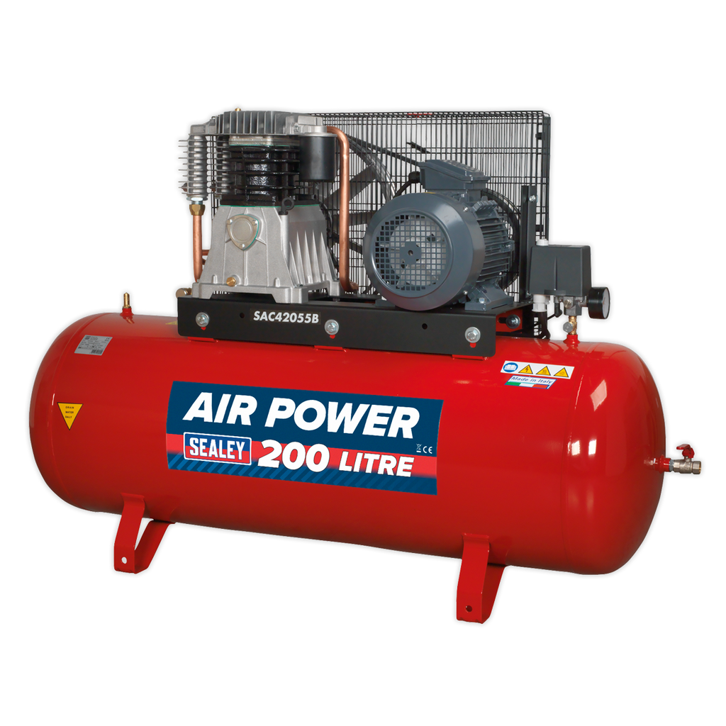 200L Belt Drive Air Compressor with Cast Cylinders 5.5hp 2-Stage SAC42055B