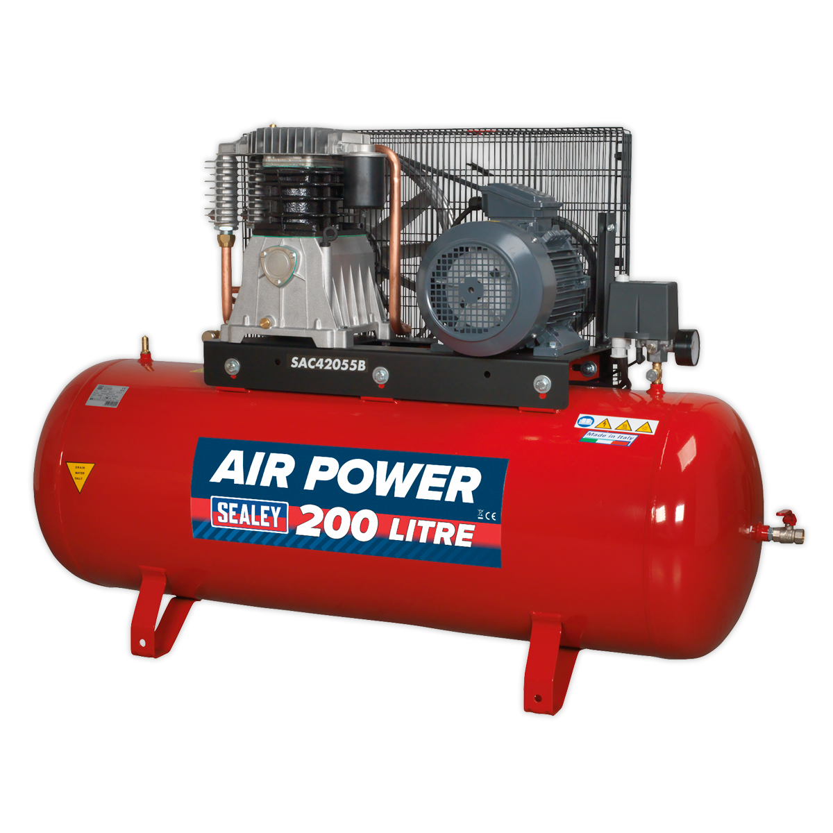 200L Belt Drive Air Compressor with Cast Cylinders 5.5hp 2-Stage SAC42055B