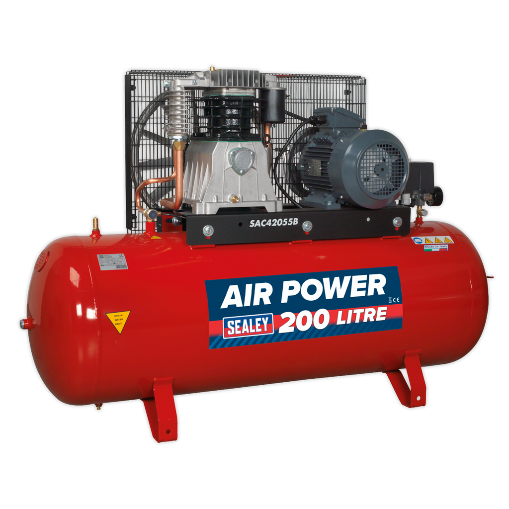 200L Belt Drive Air Compressor with Cast Cylinders 5.5hp 2-Stage SAC42055B
