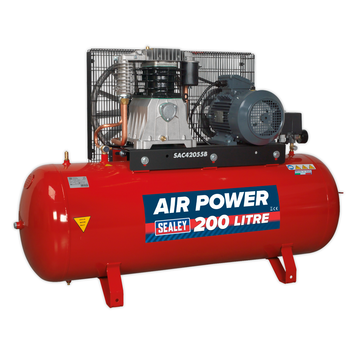 200L Belt Drive Air Compressor with Cast Cylinders 5.5hp 2-Stage SAC42055B