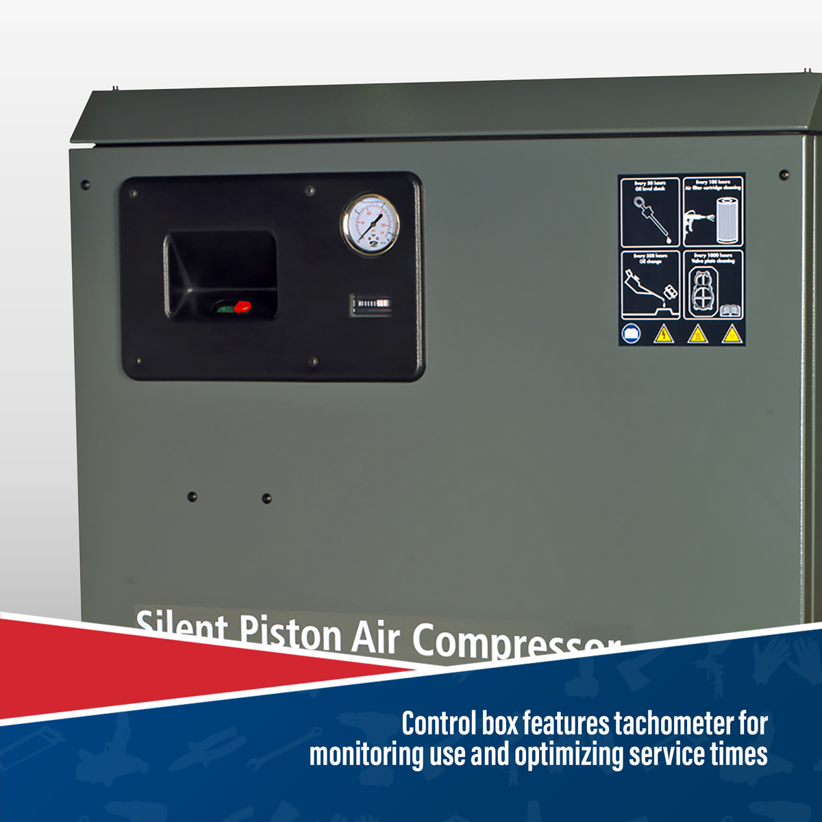 270L Low Noise Belt Drive Air Compressor with Cast Cylinders 5.5hp 2-Stage SAC42755BLN