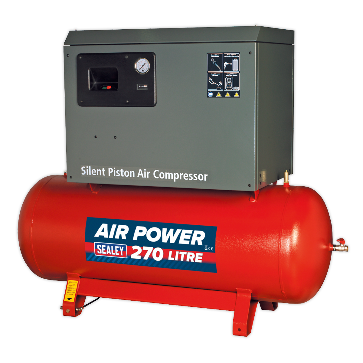 270L Low Noise Belt Drive Air Compressor with Cast Cylinders 5.5hp 2-Stage SAC42755BLN