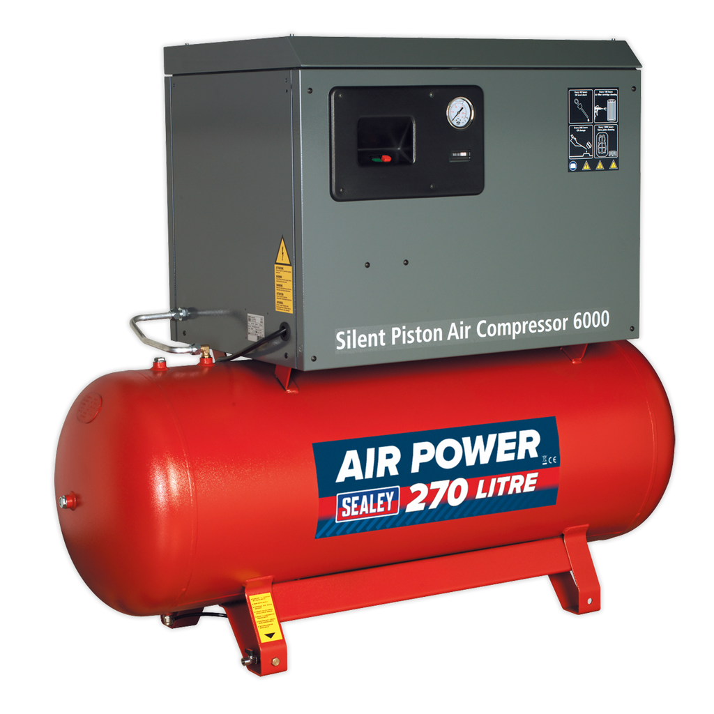 270L Low Noise Belt Drive Air Compressor with Cast Cylinders 5.5hp 2-Stage SAC42755BLN