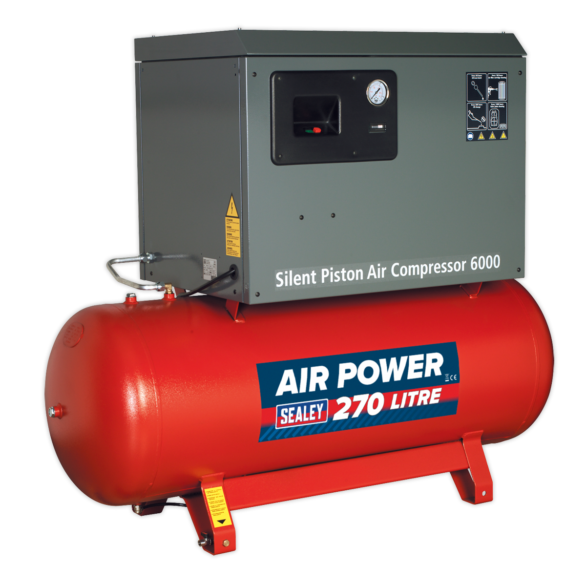 270L Low Noise Belt Drive Air Compressor with Cast Cylinders 5.5hp 2-Stage SAC42755BLN
