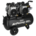 50L Low Noise Oil Free Direct Drive Air Compressor 2 x 2hp SAC5001S
