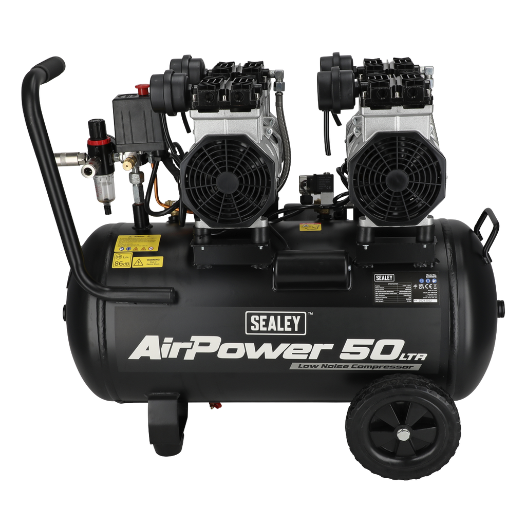 50L Low Noise Oil Free Direct Drive Air Compressor 2 x 2hp SAC5001S