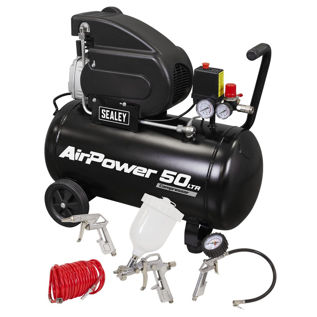 50L Direct Drive Air Compressor 2hp with 4pc Air Accessory Kit SAC5020APK