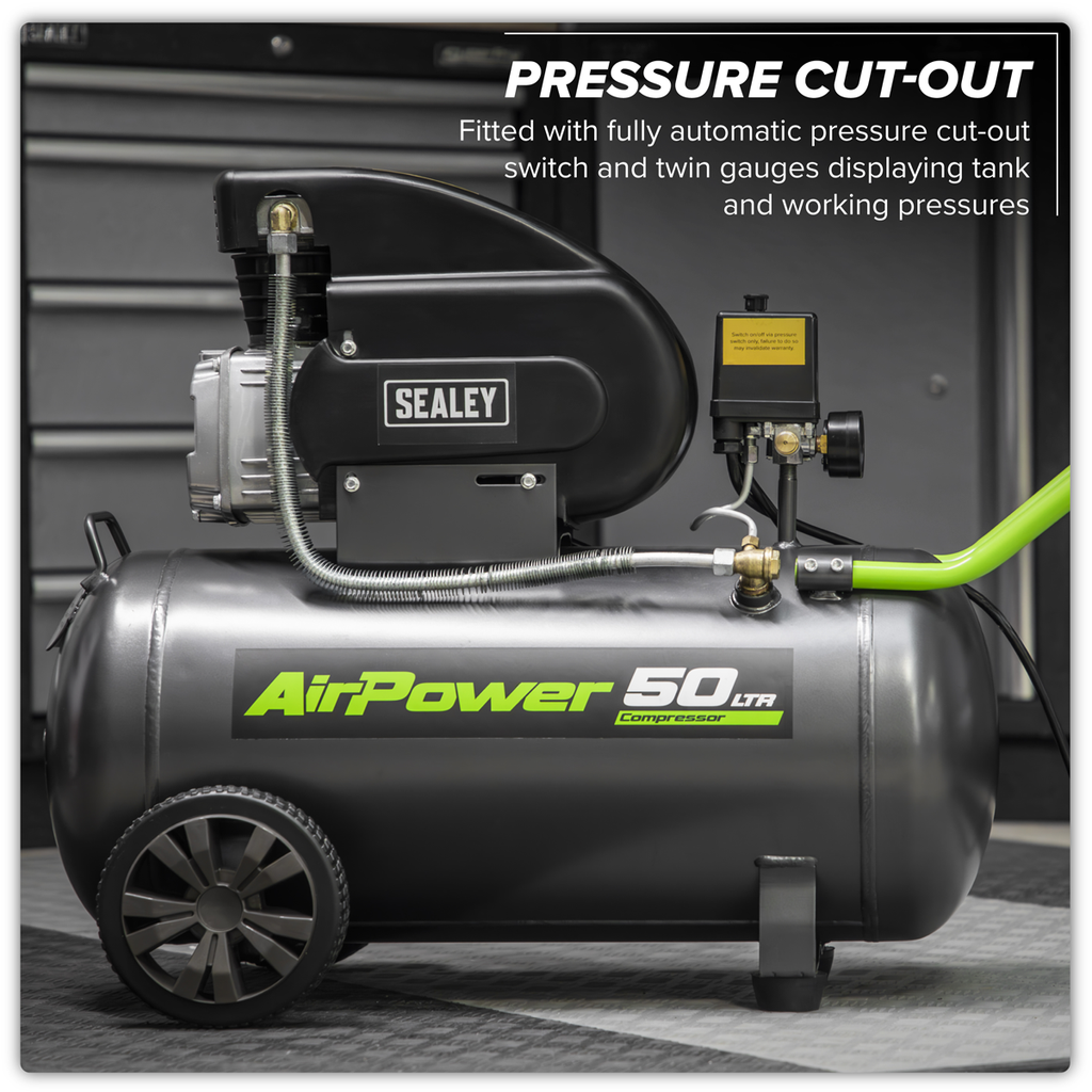 50L Direct Drive Air Compressor 2hp with 4pc Air Accessory Kit SAC5020EPK