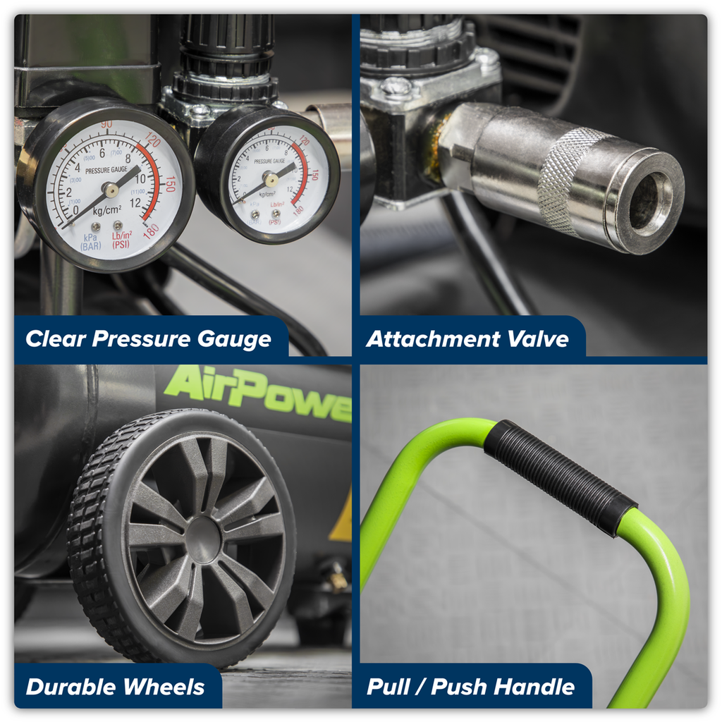 50L Direct Drive Air Compressor 2hp with 4pc Air Accessory Kit SAC5020EPK