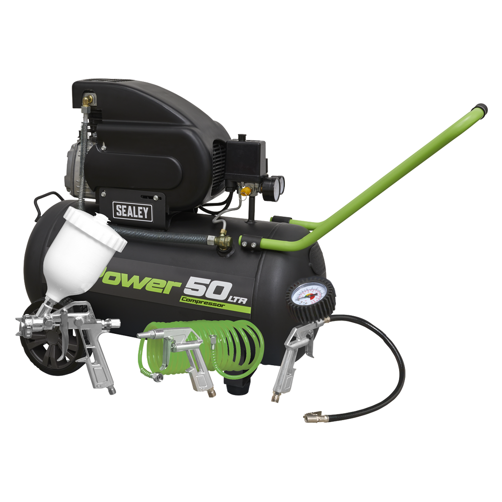 50L Direct Drive Air Compressor 2hp with 4pc Air Accessory Kit SAC5020EPK