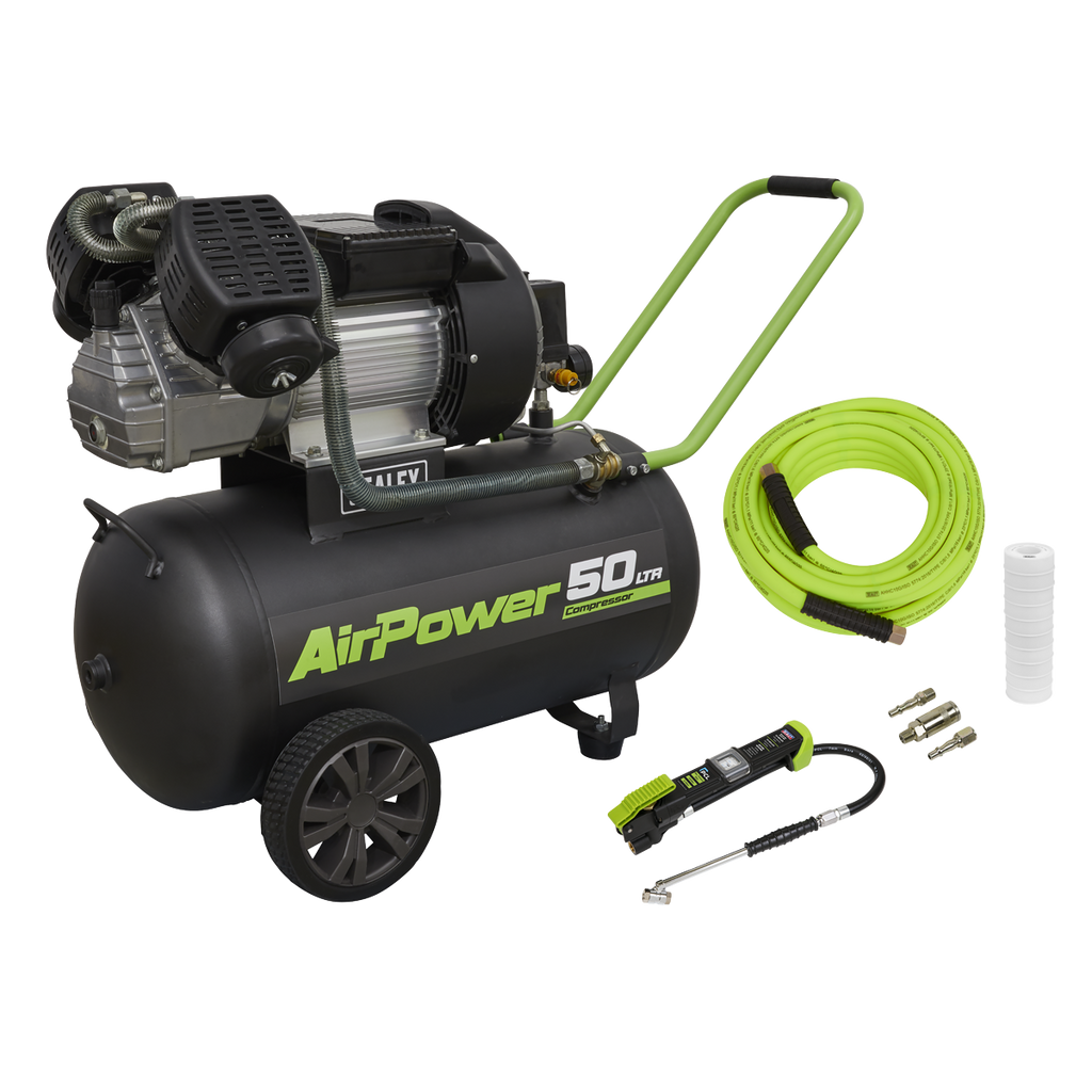 50L V-Twin Direct Drive Air Compressor 3hp with Air Accessory Kit SAC5030VEKIT