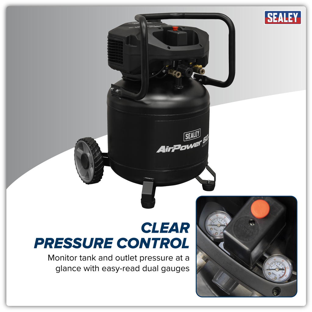 50L Oil Free Belt Drive Vertical Compressor 2hp SAC50V