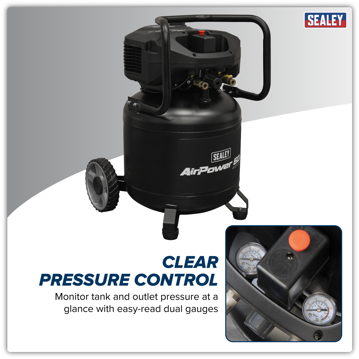 50L Oil Free Belt Drive Vertical Compressor 2hp SAC50V