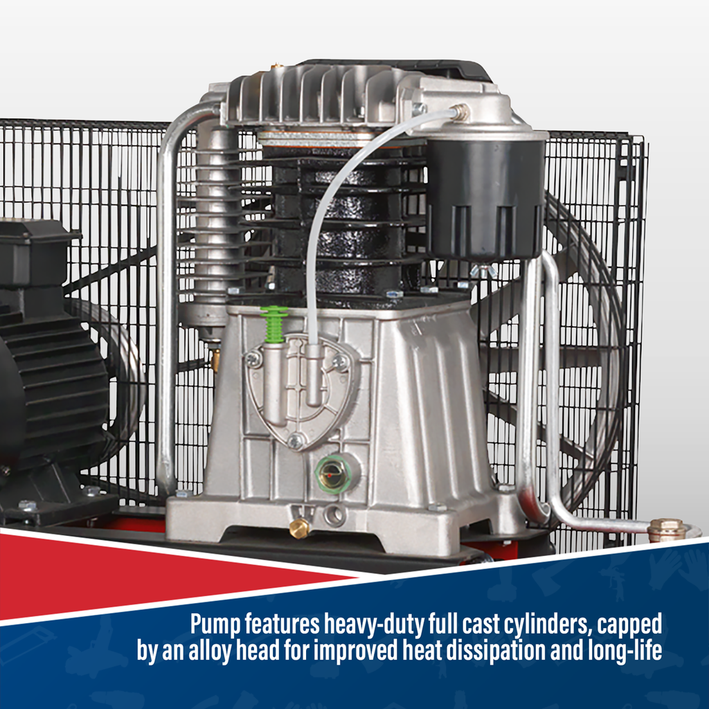 500L Belt Drive Air Compressor with Cast Cylinders 7.5hp 2-Stage SAC55075B