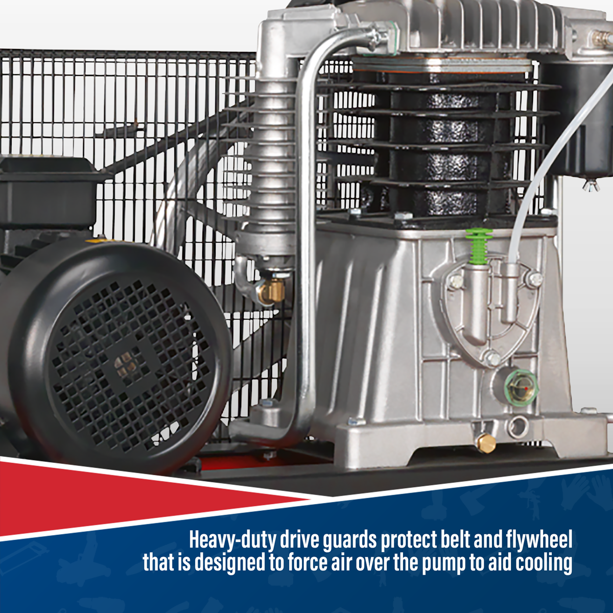 500L Belt Drive Air Compressor with Cast Cylinders 7.5hp 2-Stage SAC55075B