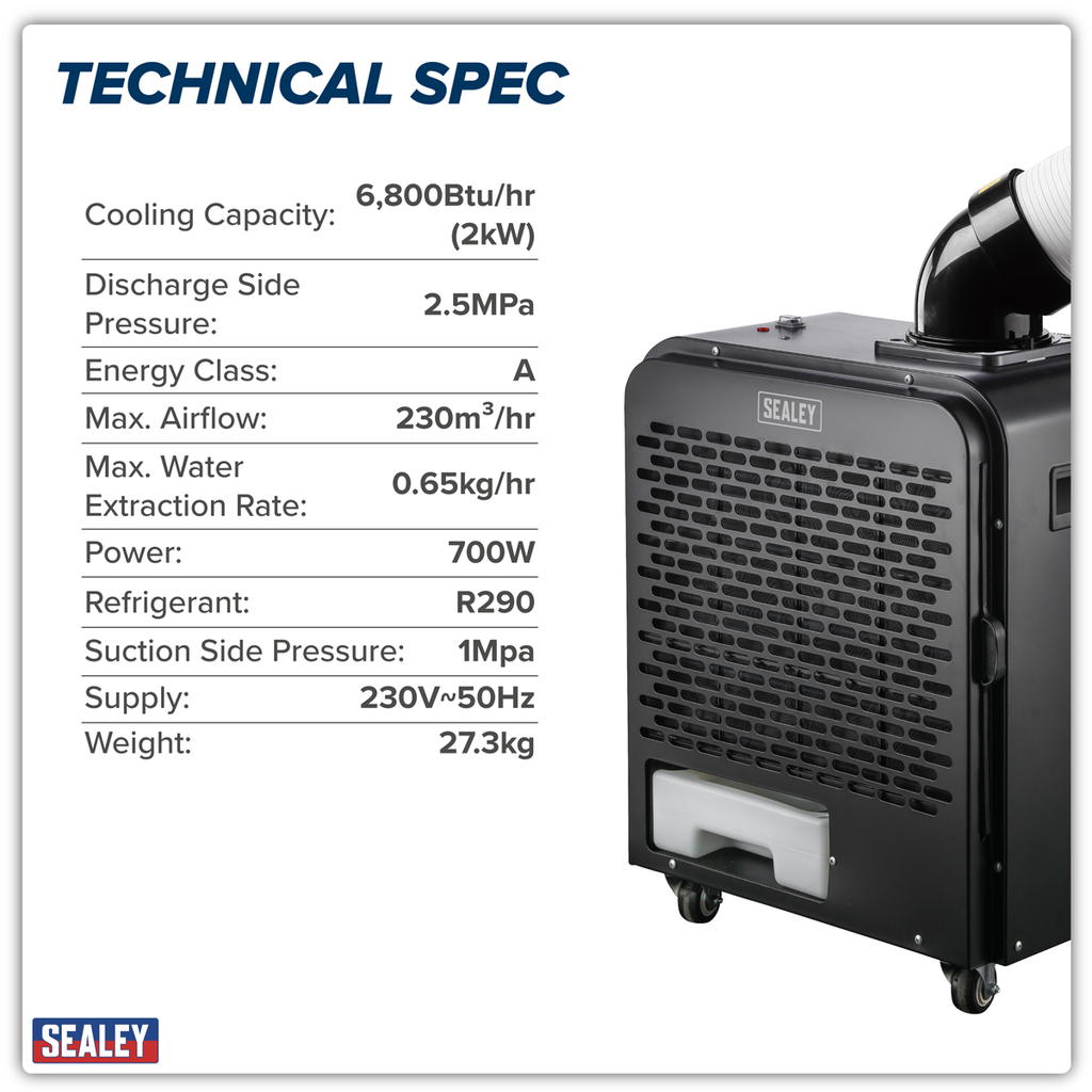 Industrial Spot Cooler Air Conditioner/Air Cooler 6,800Btu/hr (2kW) SAC7001