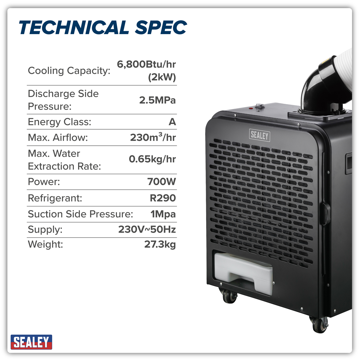Industrial Spot Cooler Air Conditioner/Air Cooler 6,800Btu/hr (2kW) SAC7001