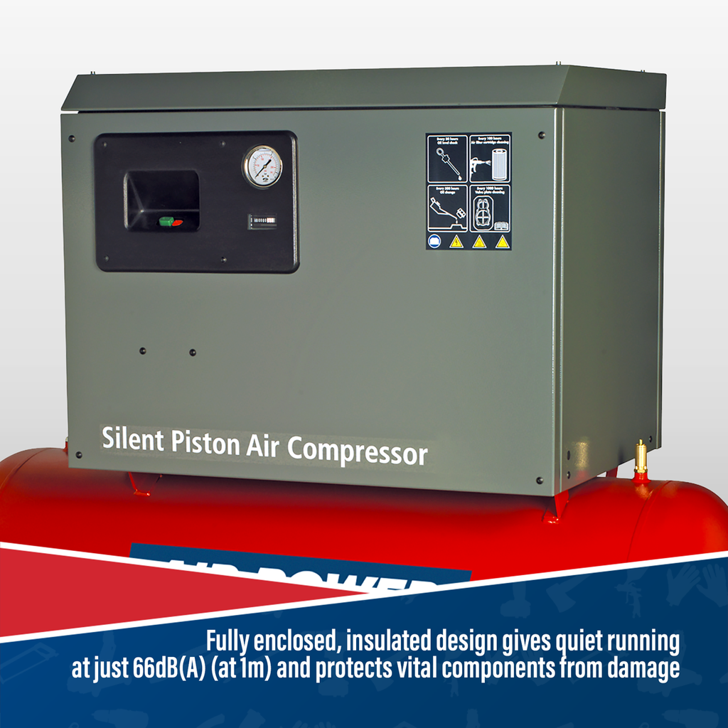 270L Low Noise Belt Drive Air Compressor with Cast Cylinders 7.5hp 2-Stage SAC72775BLN
