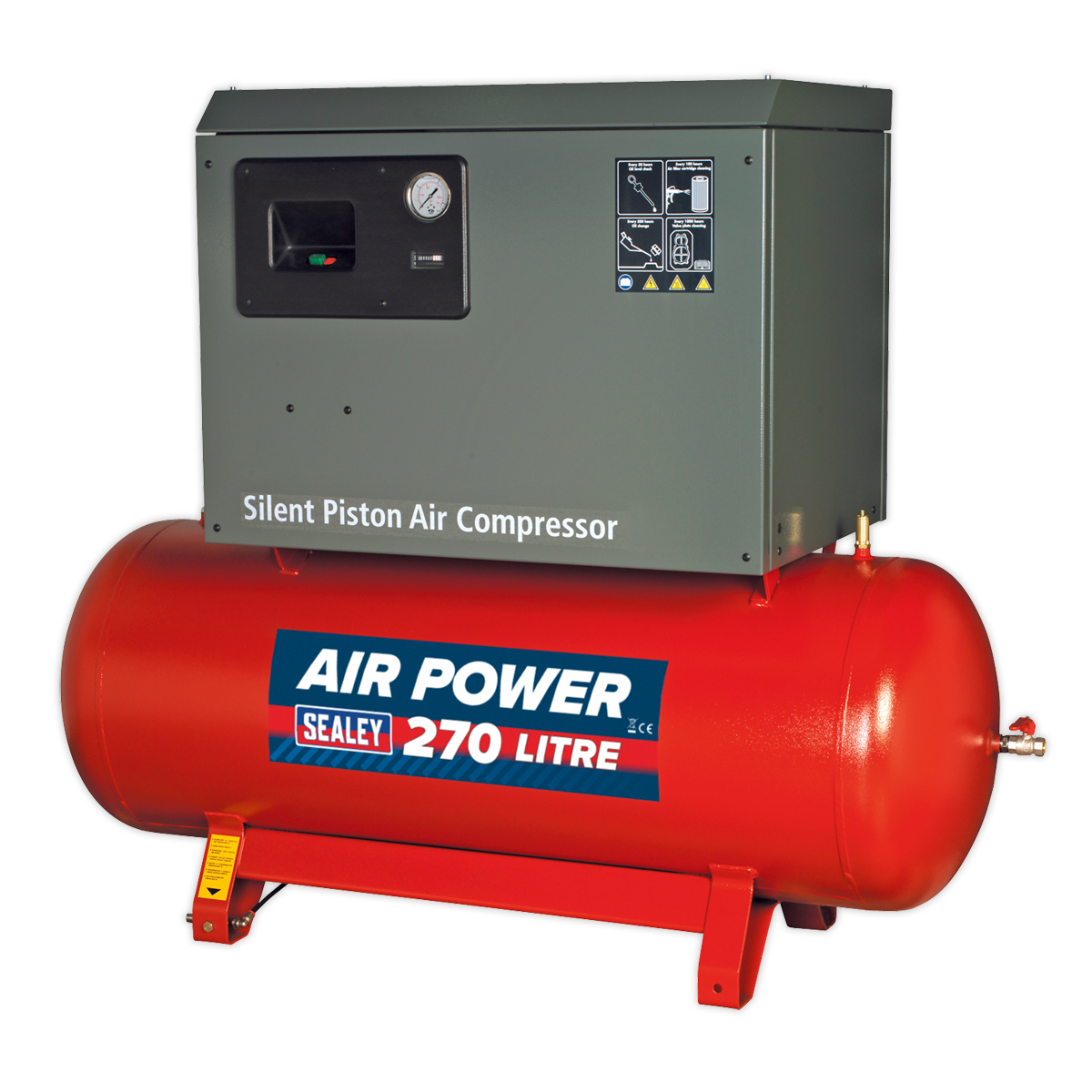 270L Low Noise Belt Drive Air Compressor with Cast Cylinders 7.5hp 2-Stage SAC72775BLN