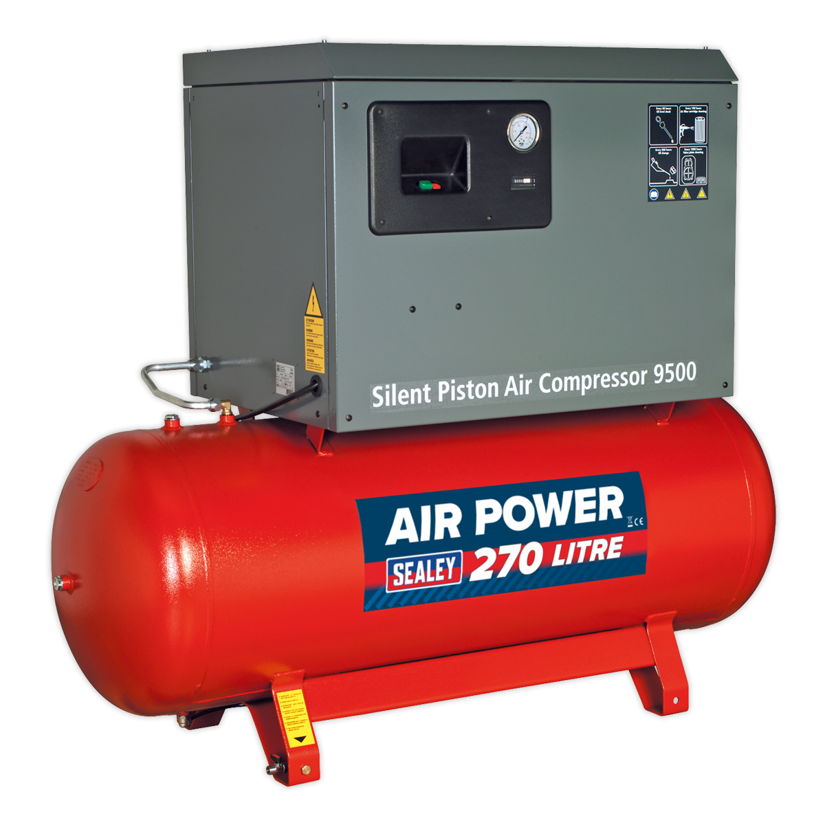 270L Low Noise Belt Drive Air Compressor with Cast Cylinders 7.5hp 2-Stage SAC72775BLN