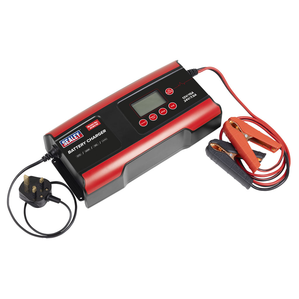 12/24V Compact Smart Battery Charger & Maintainer 15A SCBC15