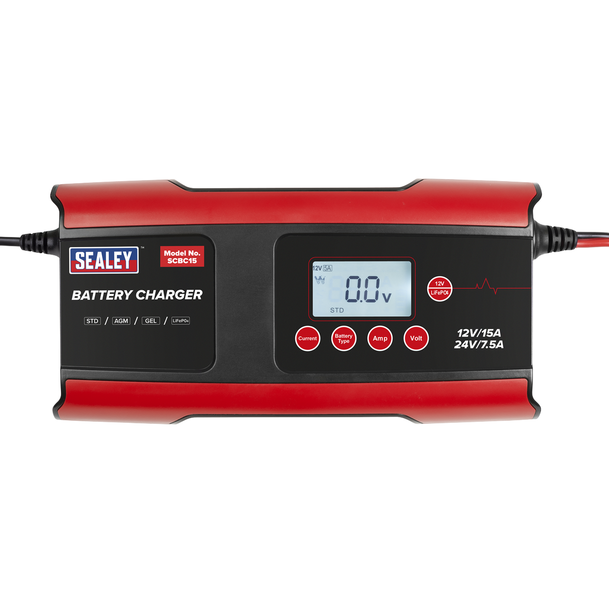12/24V Compact Smart Battery Charger & Maintainer 15A SCBC15