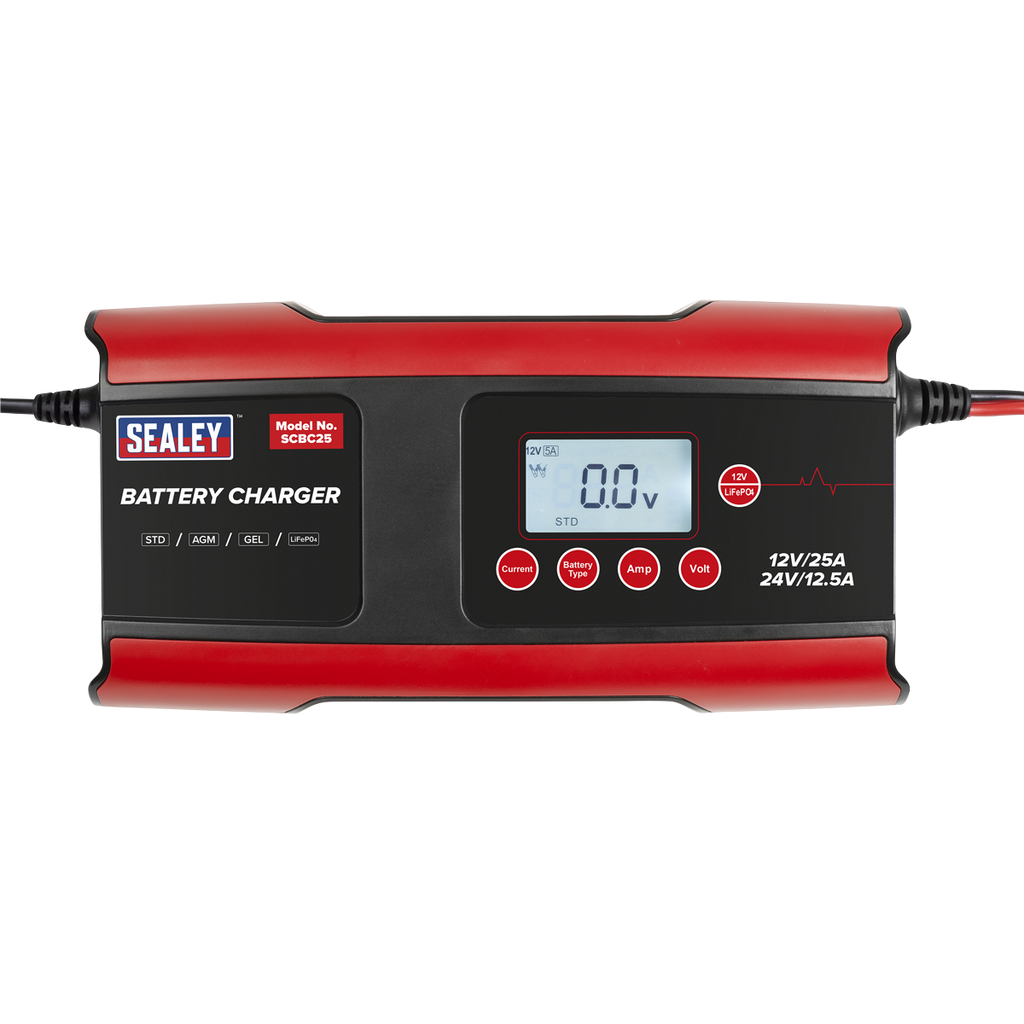 12/24V Compact Smart Battery Charger and Maintainer 25A SCBC25