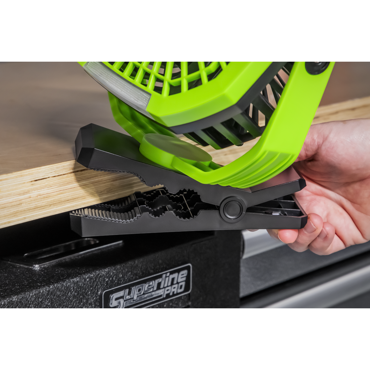 8" Portable Clip Fan with Worklight 4-Speed SCF8WL