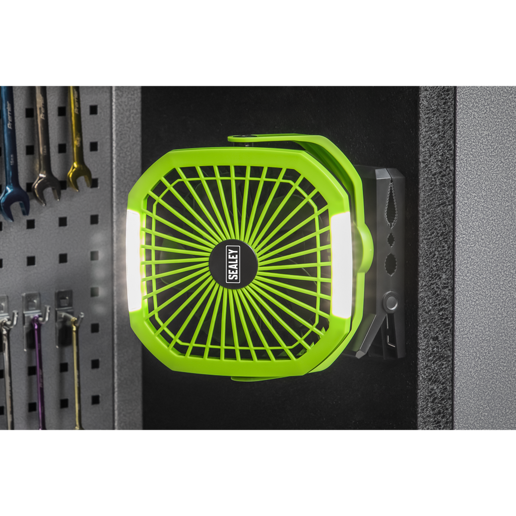 8" Portable Clip Fan with Worklight 4-Speed SCF8WL