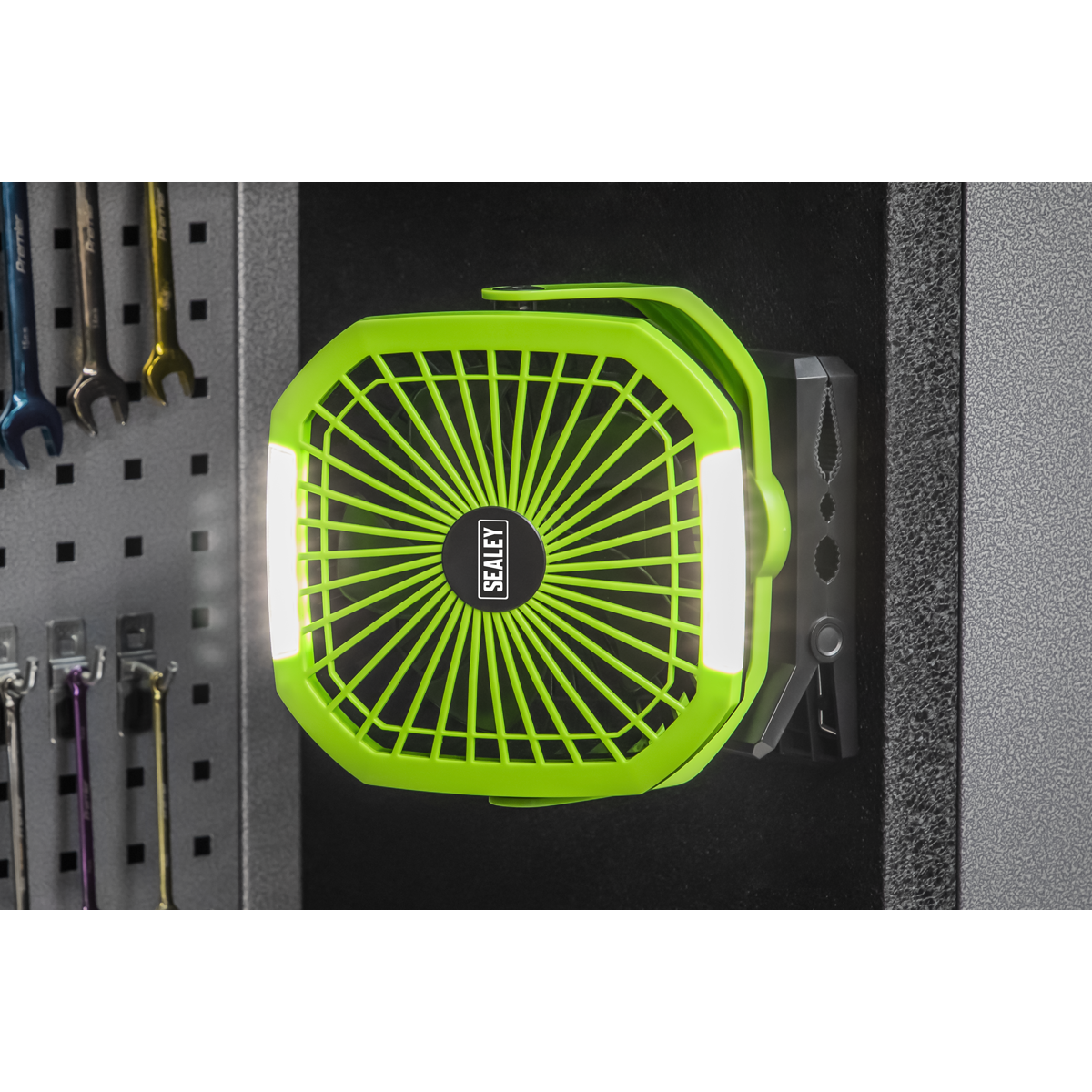 8" Portable Clip Fan with Worklight 4-Speed SCF8WL