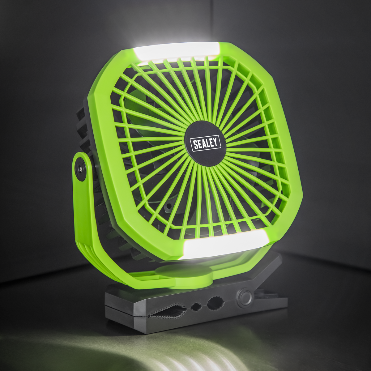 8" Portable Clip Fan with Worklight 4-Speed SCF8WL