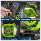8" Portable Clip Fan with Worklight 4-Speed SCF8WL
