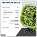 8" Portable Clip Fan with Worklight 4-Speed SCF8WL