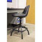 Pneumatic Workshop Stool with Adjustable Height Swivel Seat & Back Rest SCR01B
