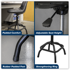 Pneumatic Workshop Stool with Adjustable Height Swivel Seat & Back Rest SCR01B
