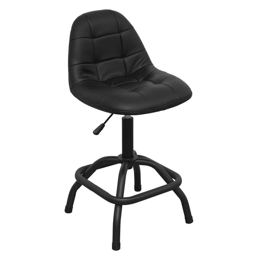 Pneumatic Workshop Stool with Adjustable Height Swivel Seat & Back Rest SCR01B