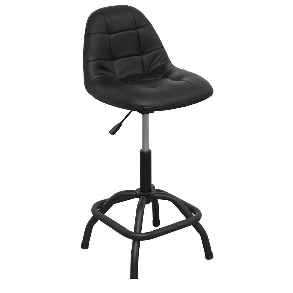 Pneumatic Workshop Stool with Adjustable Height Swivel Seat & Back Rest SCR01B