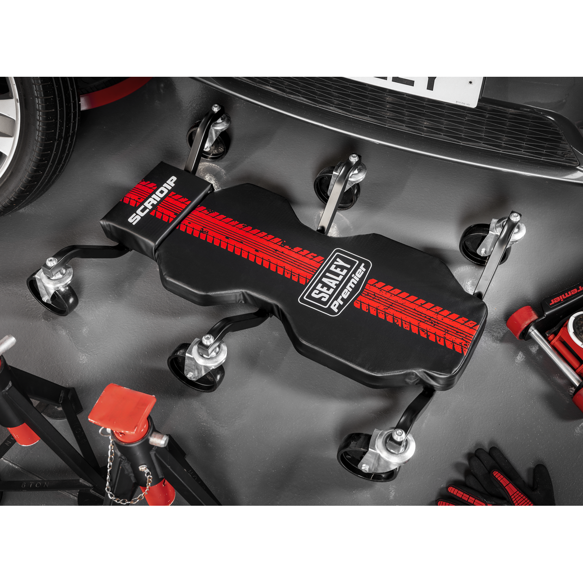 Steel Creeper with 6 Rough Ground 5" Wheels & Headrest SCR101P