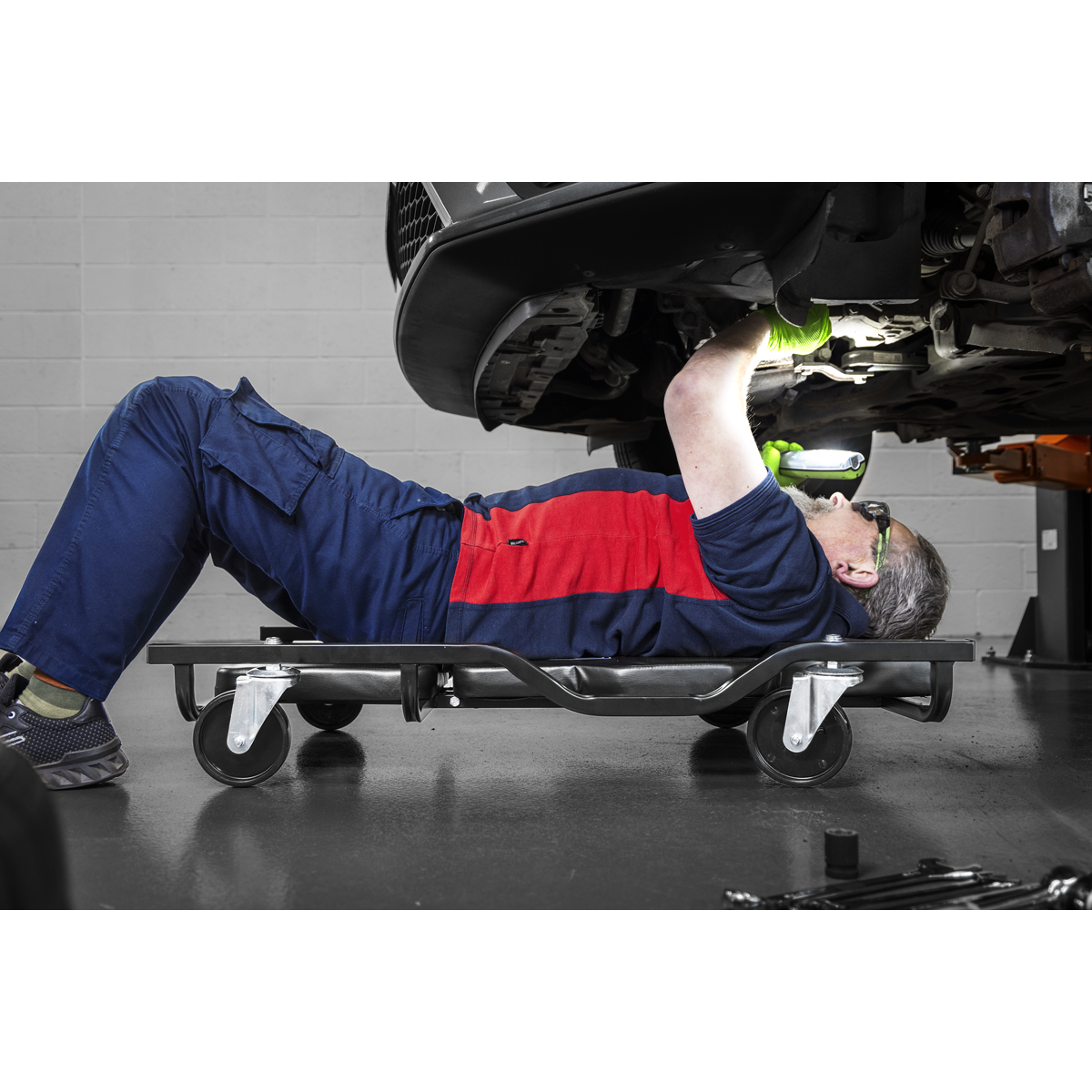 Steel Creeper with 4 Rough Ground 5" Wheels & Adjustable Back/Headrest SCR101S