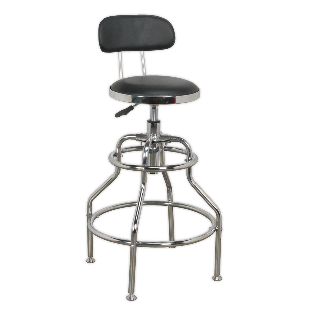 Pneumatic Workshop Stool with Adjustable Height Swivel Seat & Back Rest SCR14