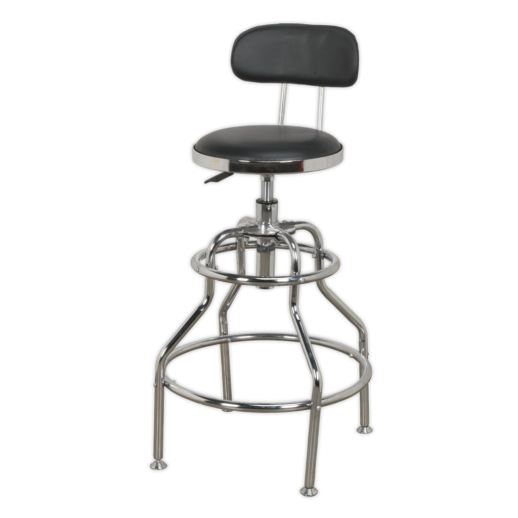 Pneumatic Workshop Stool with Adjustable Height Swivel Seat & Back Rest SCR14