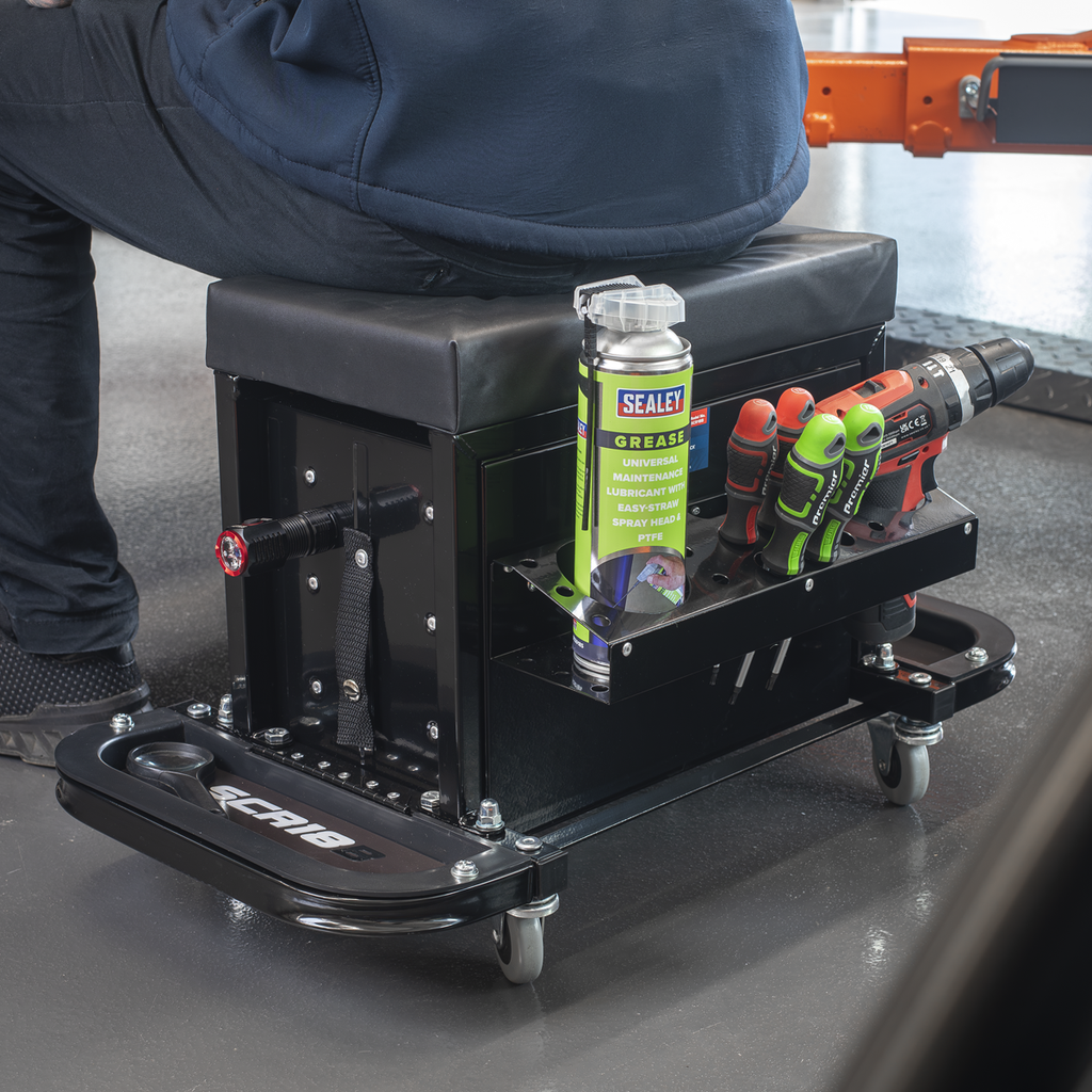Mechanic's Utility Seat & Toolbox - Black SCR18B