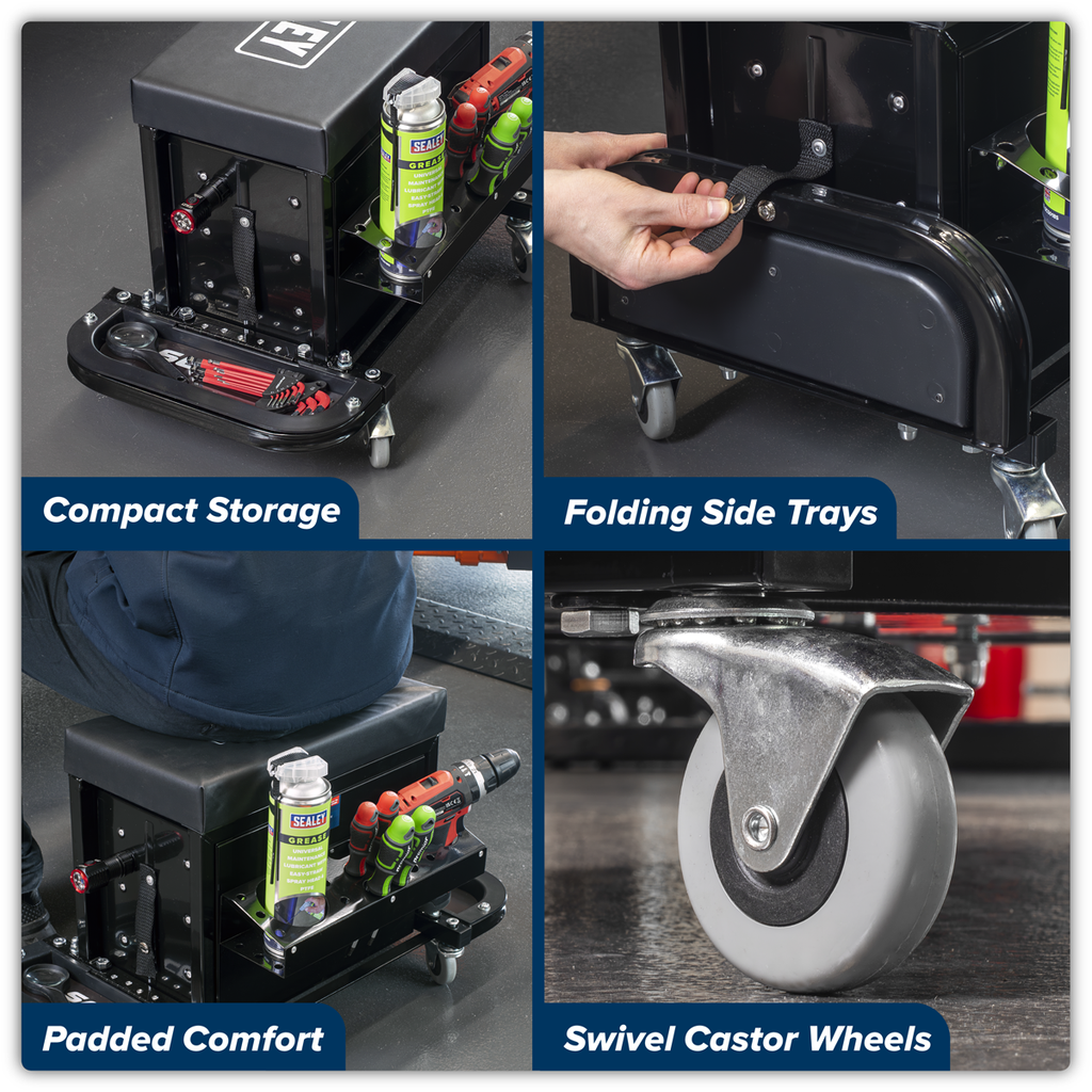 Mechanic's Utility Seat & Toolbox - Black SCR18B