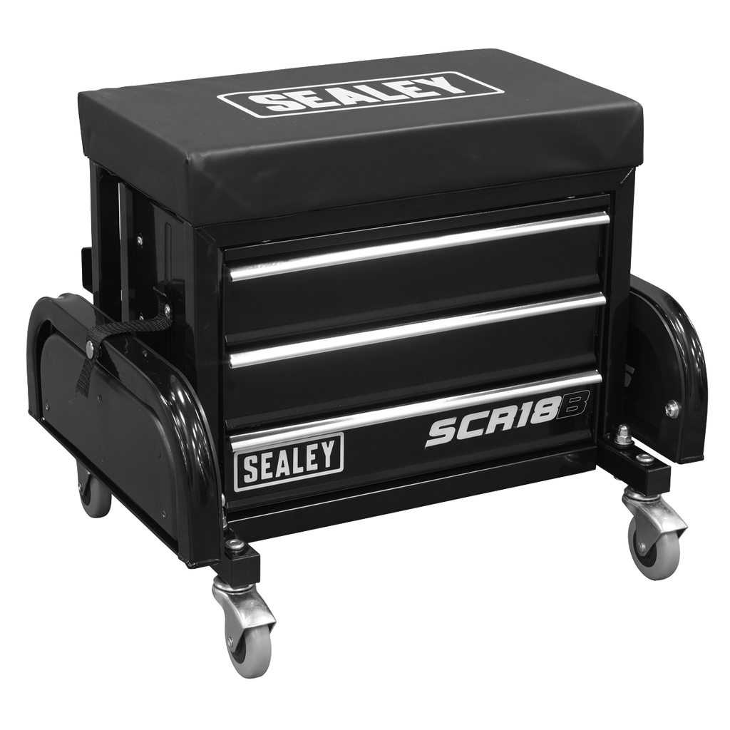 Mechanic's Utility Seat & Toolbox - Black SCR18B