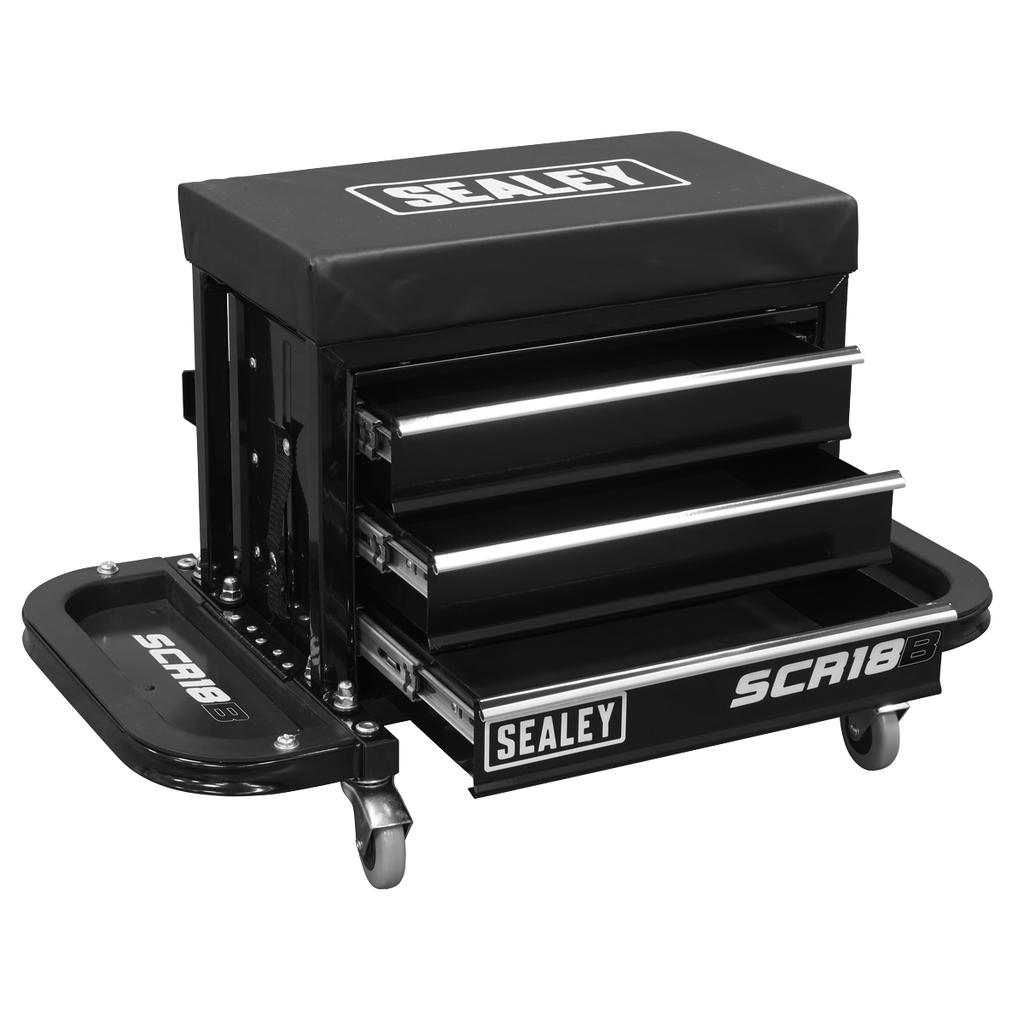 Mechanic's Utility Seat & Toolbox - Black SCR18B