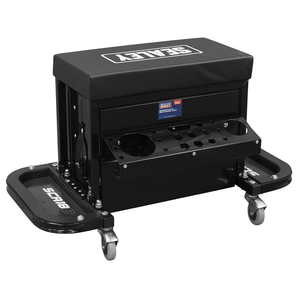 Mechanic's Utility Seat & Toolbox - Black SCR18B