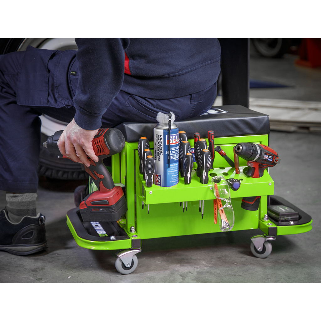 Mechanic's Utility Seat & Toolbox - Green SCR18G