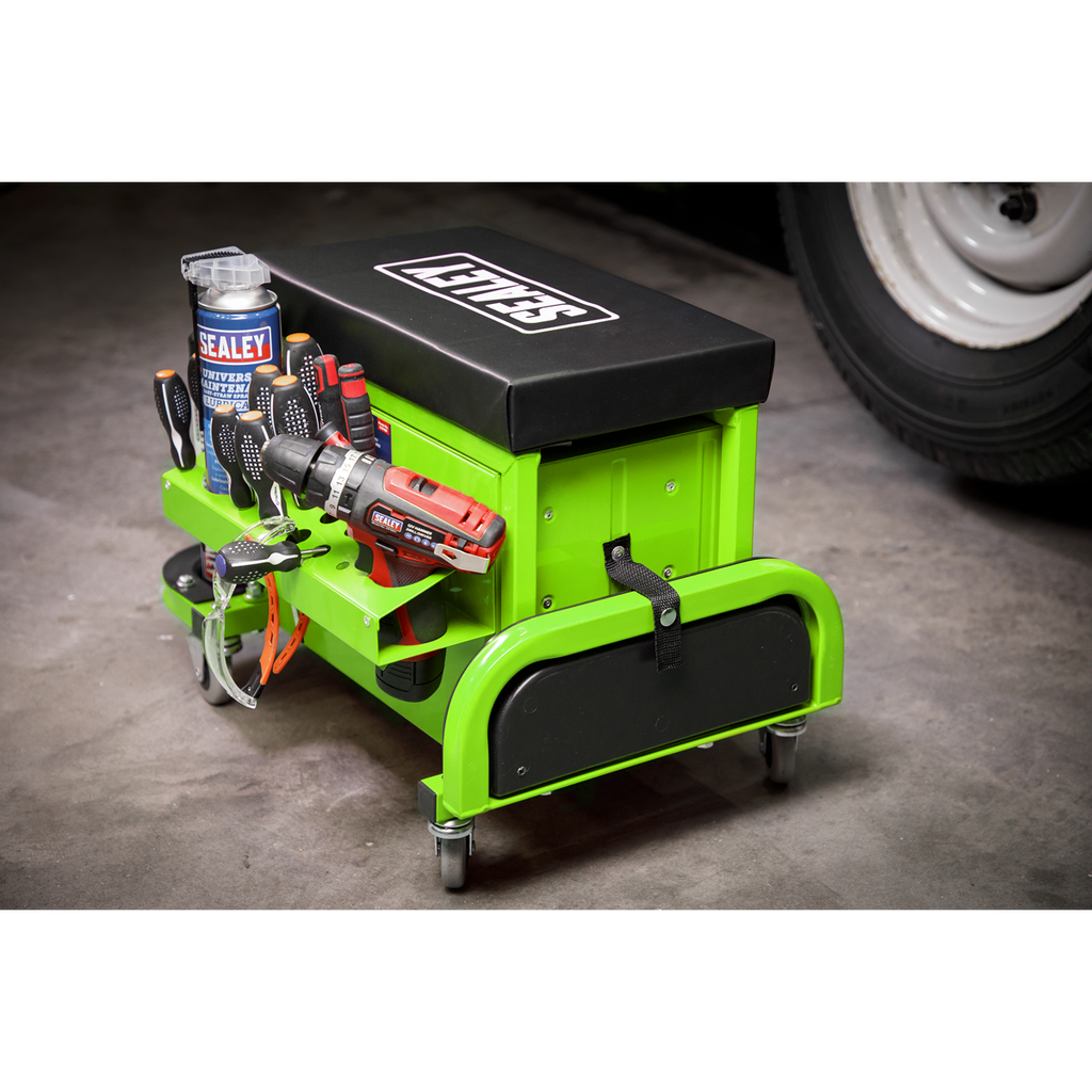 Mechanic's Utility Seat & Toolbox - Green SCR18G