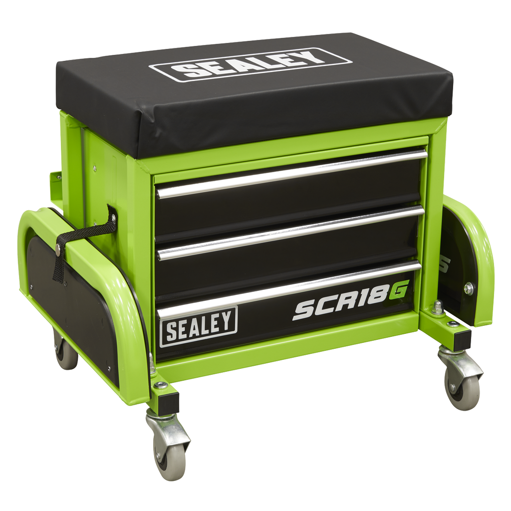 Mechanic's Utility Seat & Toolbox - Green SCR18G